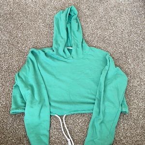 Cropped green la hearts hoodie